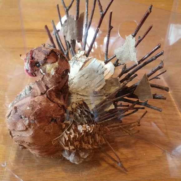 THANKSGIVING FOLKART Fabulous TURKEY of Pinecone Twig & Leaf NWT - Picture 3 of 8